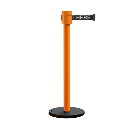 Retractable Belt Barrier Stanchion, Roller Base, Orange Post, 35 ft Belt - Montour Line MSE760 - Crowd Control Warehouse