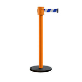 Retractable Belt Barrier Stanchion, Roller Base, Orange Post, 35 ft Belt - Montour Line MSE760 - Crowd Control Warehouse