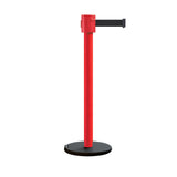 Retractable Belt Barrier Stanchion, Roller Base, Red Post, 35 ft Belt - Montour Line MSE760 - Crowd Control Warehouse