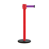 Retractable Belt Barrier Stanchion, Roller Base, Red Post, 35 ft Belt - Montour Line MSE760 - Crowd Control Warehouse