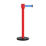 Retractable Belt Barrier Stanchion, Roller Base, Red Post, 35 ft Belt - Montour Line MSE760 - Crowd Control Warehouse