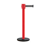 Retractable Belt Barrier Stanchion, Roller Base, Red Post, 35 ft Belt - Montour Line MSE760 - Crowd Control Warehouse