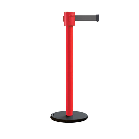 Retractable Belt Barrier Stanchion, Roller Base, Red Post, 35 ft Belt - Montour Line MSE760 - Crowd Control Warehouse
