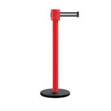 Retractable Belt Barrier Stanchion, Roller Base, Red Post, 35 ft Belt - Montour Line MSE760 - Crowd Control Warehouse