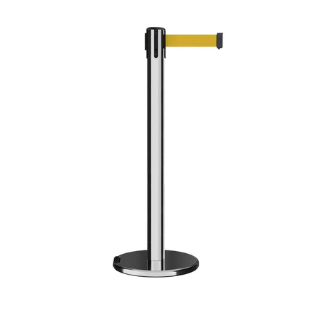Retractable Belt Barrier Stanchion, Rolling Base, 14 ft Belt - Montour Line ME650 - Crowd Control Warehouse