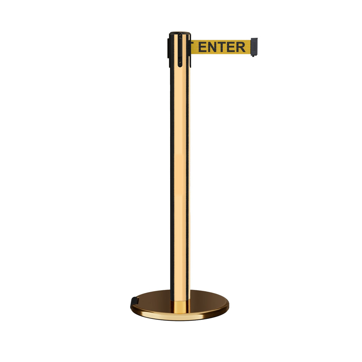 Retractable Belt Barrier Stanchion, Rolling Base, 14 ft Belt - Montour Line ME650 - Crowd Control Warehouse