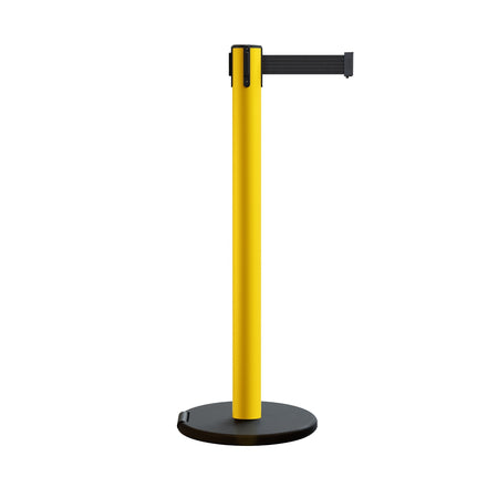 Retractable Belt Barrier Stanchion, Rolling Base, 14 ft Belt - Montour Line ME650 - Crowd Control Warehouse