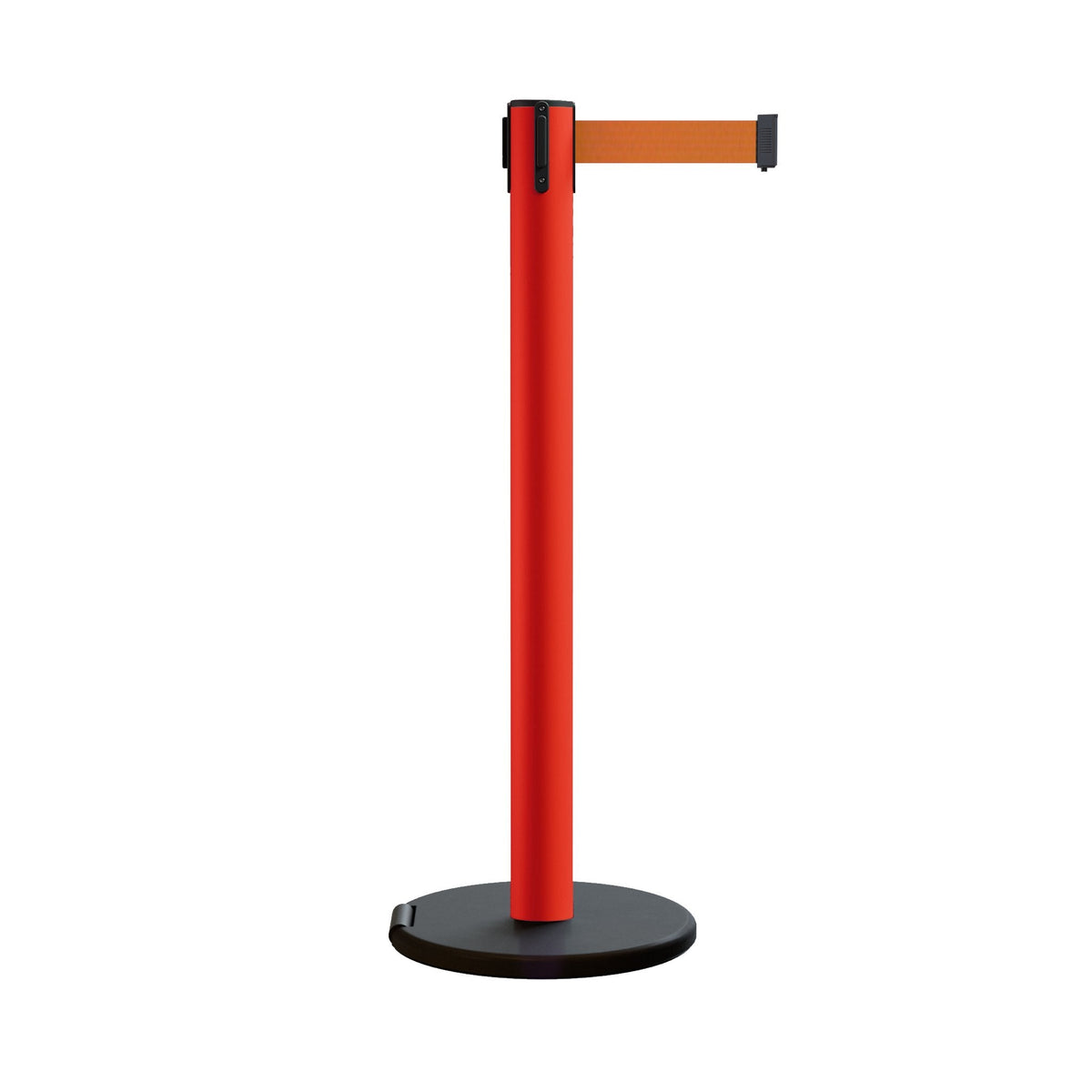 Retractable Belt Barrier Stanchion, Rolling Base, 14 ft Belt - Montour Line ME650 - Crowd Control Warehouse