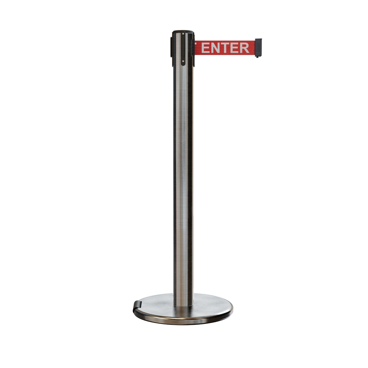 Retractable Belt Barrier Stanchion, Rolling Base, 14 ft Belt - Montour Line ME650 - Crowd Control Warehouse