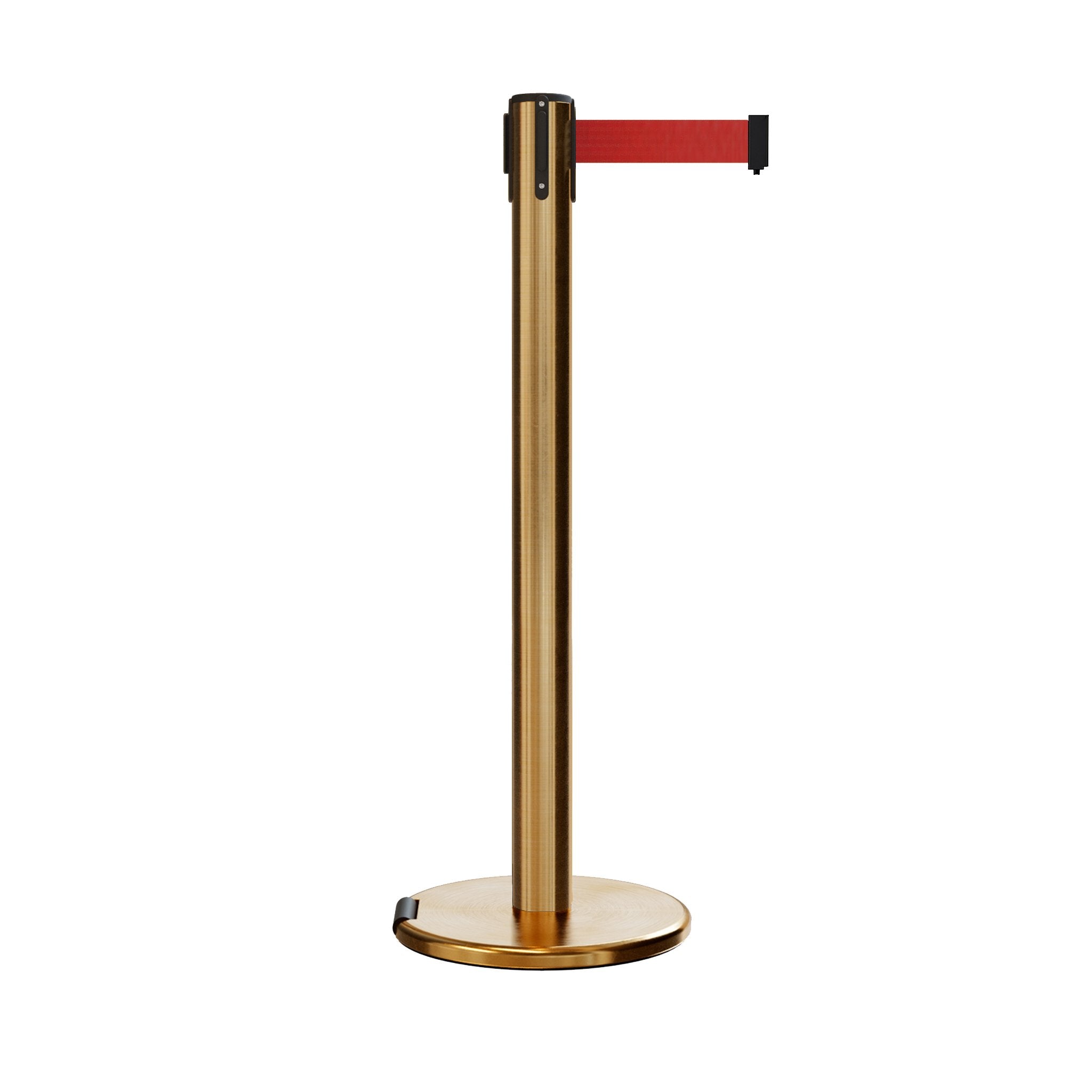Retractable Belt Barrier Stanchion, Rolling Base, 14 ft Belt - Montour Line ME650 - Crowd Control Warehouse