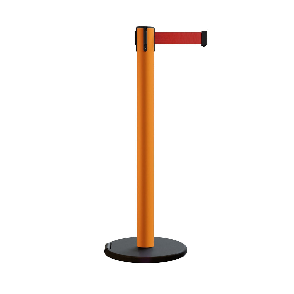 Retractable Belt Barrier Stanchion, Rolling Base, 14 ft Belt - Montour Line ME650 - Crowd Control Warehouse