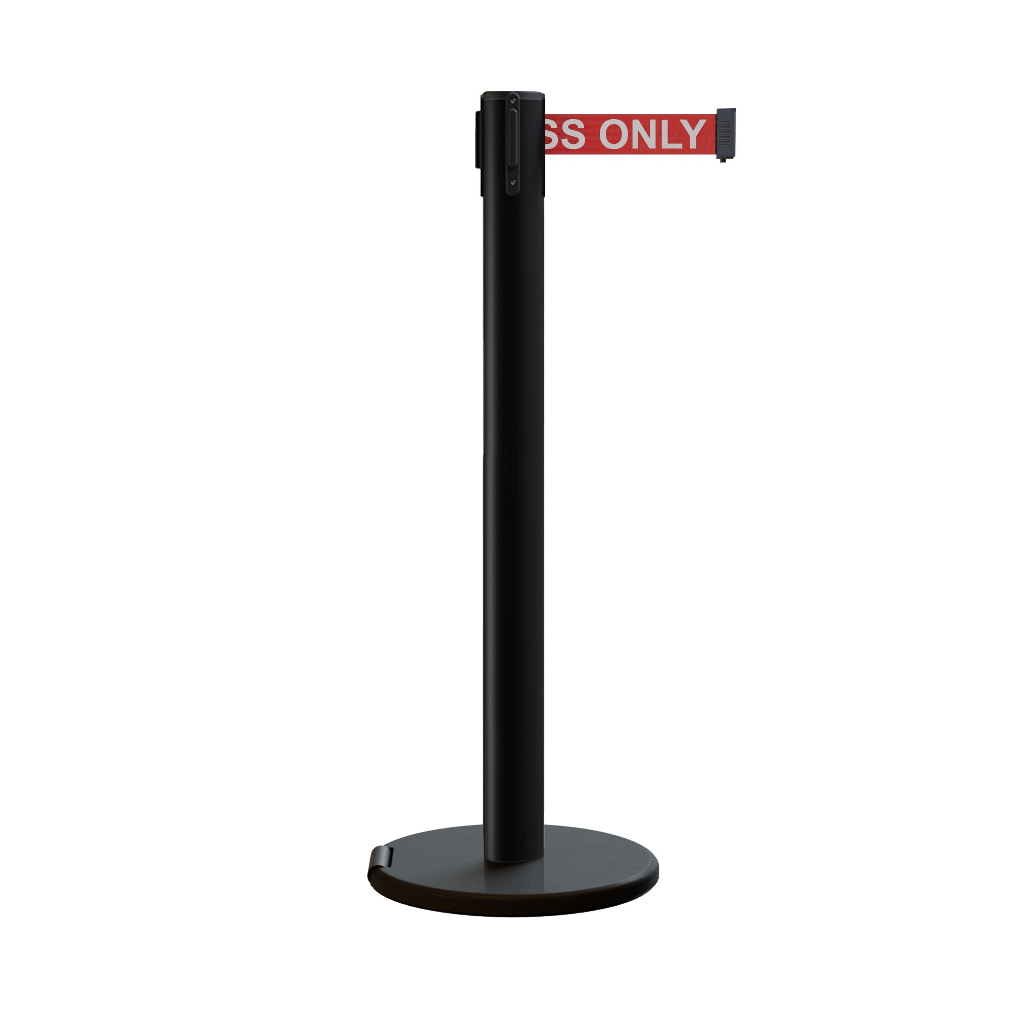 Retractable Belt Barrier Stanchion, Rolling Base, 14 ft Belt - Montour Line ME650 - Crowd Control Warehouse