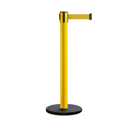Retractable Belt Barrier Stanchion, Rolling Base, 14 ft Belt - Montour Line ME650 - Crowd Control Warehouse