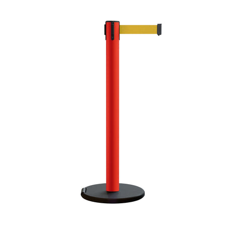 Retractable Belt Barrier Stanchion, Rolling Base, 14 ft Belt - Montour Line ME650 - Crowd Control Warehouse