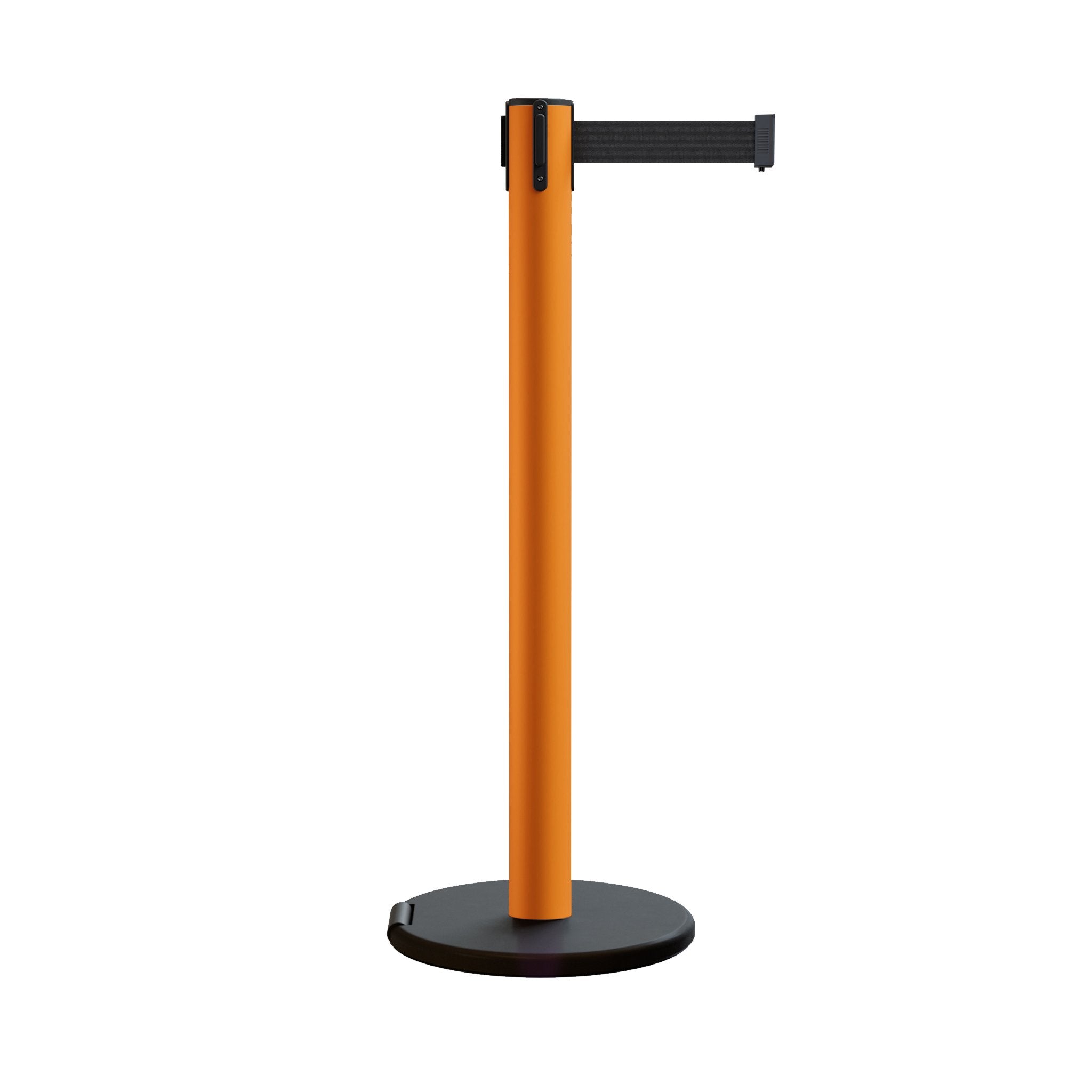 Retractable Belt Barrier Stanchion, Rolling Base, 14 ft Belt - Montour Line ME650 - Crowd Control Warehouse