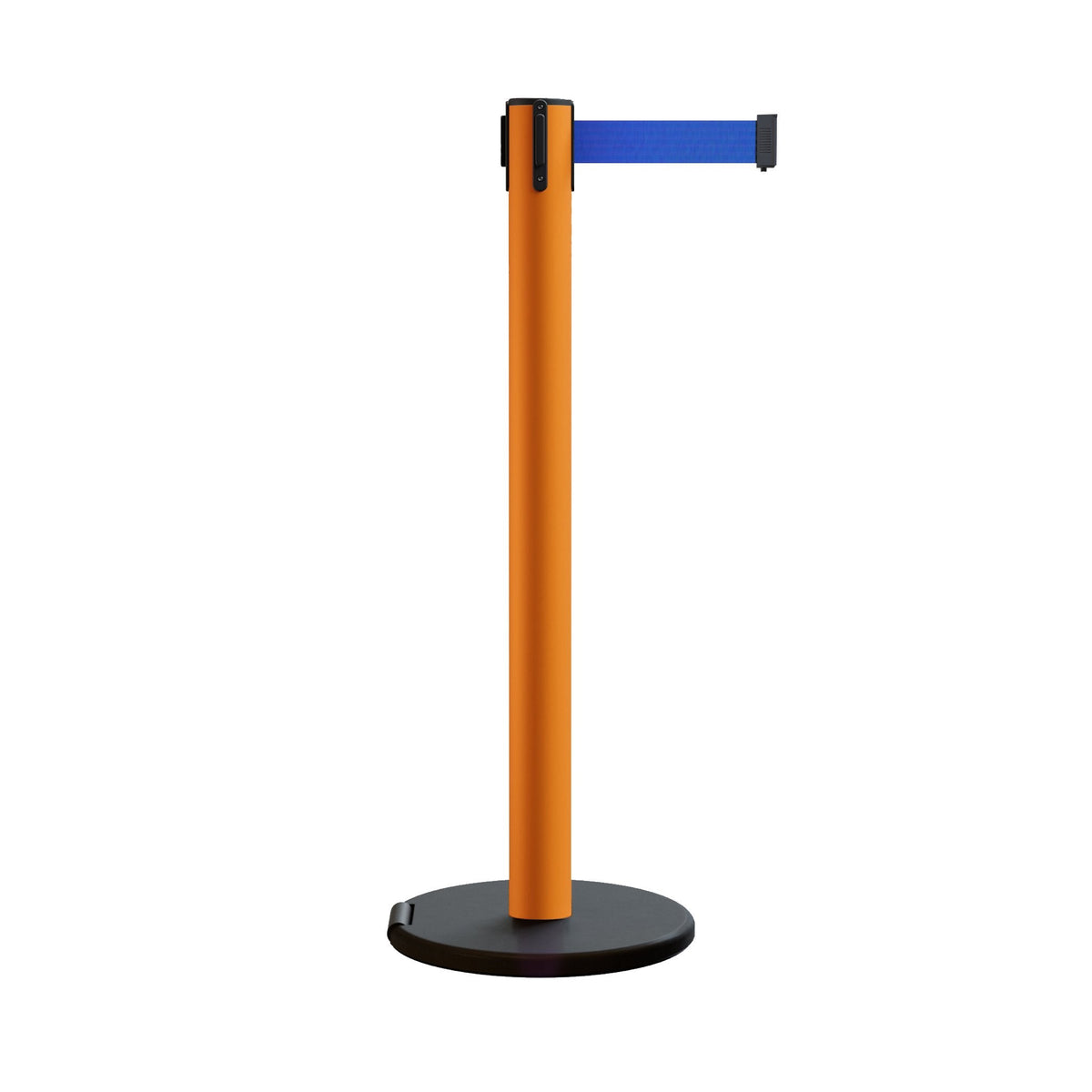 Retractable Belt Barrier Stanchion, Rolling Base, 16 ft Belt - Montour Line ME650 - Crowd Control Warehouse