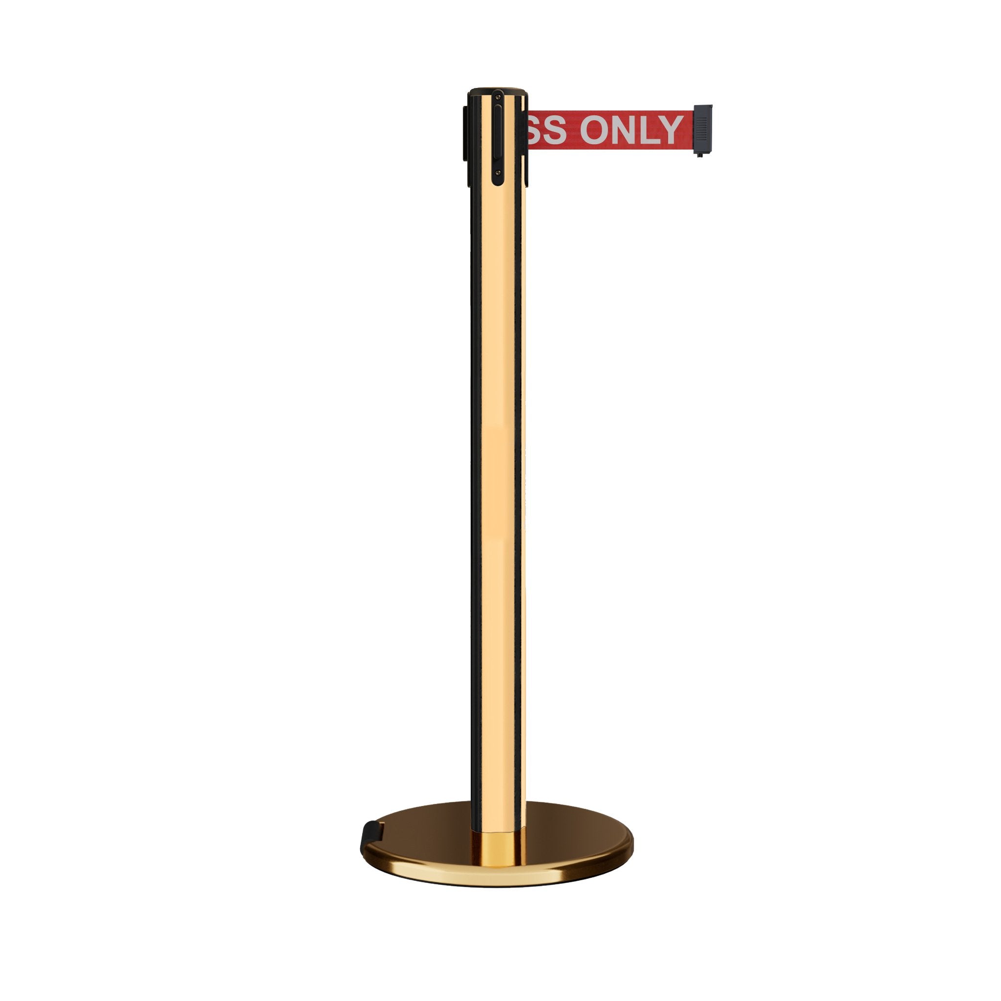 Retractable Belt Barrier Stanchion, Rolling Base, 16 ft Belt - Montour Line ME650 - Crowd Control Warehouse