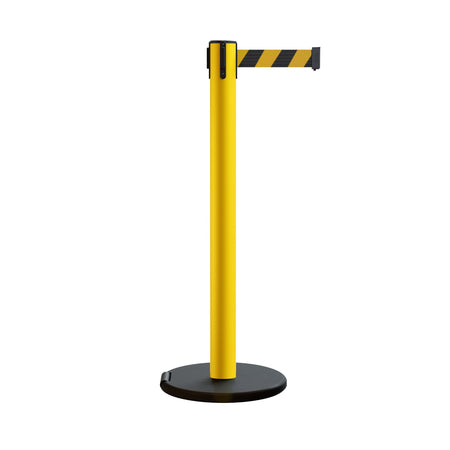 Retractable Belt Barrier Stanchion, Rolling Base, 16 ft Belt - Montour Line ME650 - Crowd Control Warehouse
