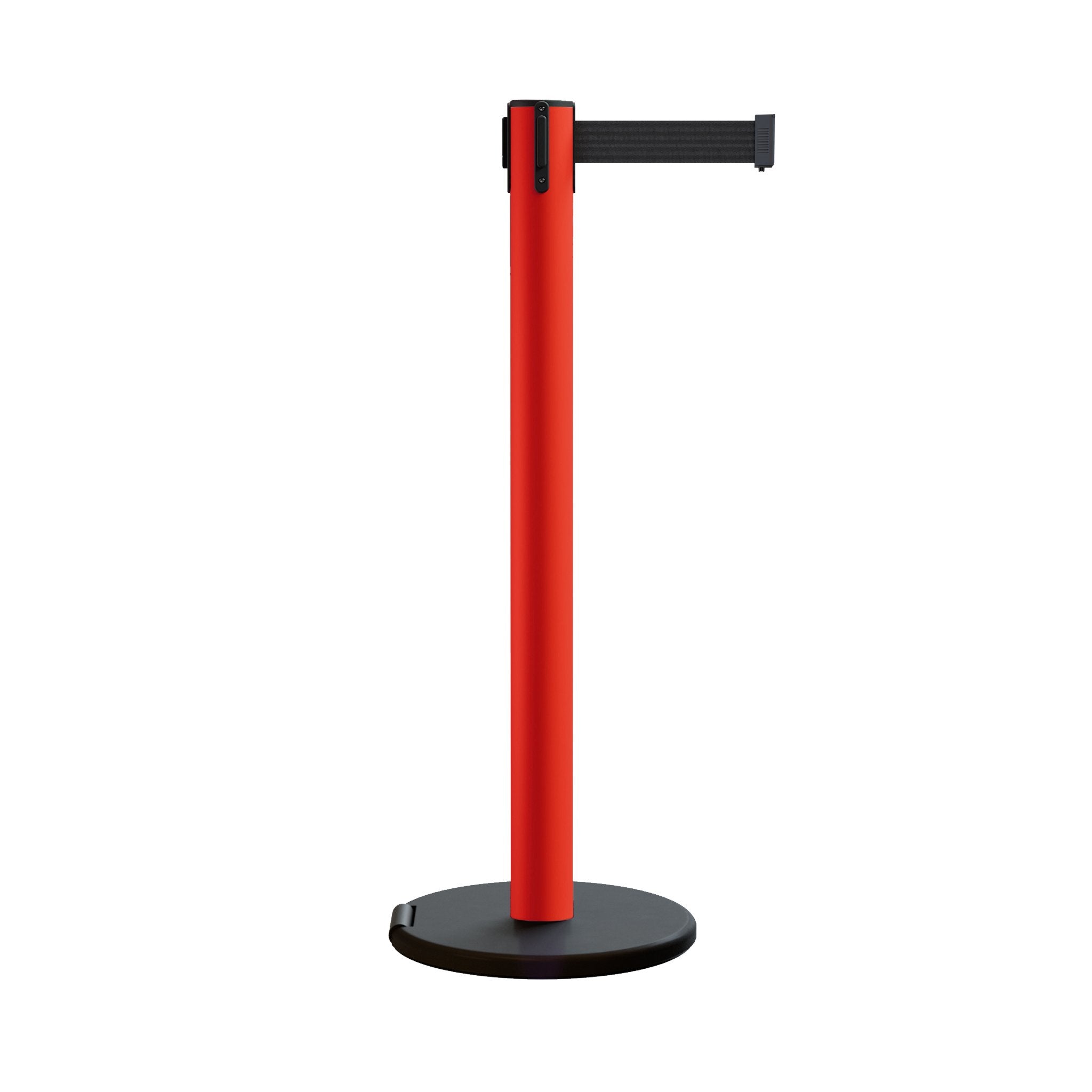Retractable Belt Barrier Stanchion, Rolling Base, 16 ft Belt - Montour Line ME650 - Crowd Control Warehouse