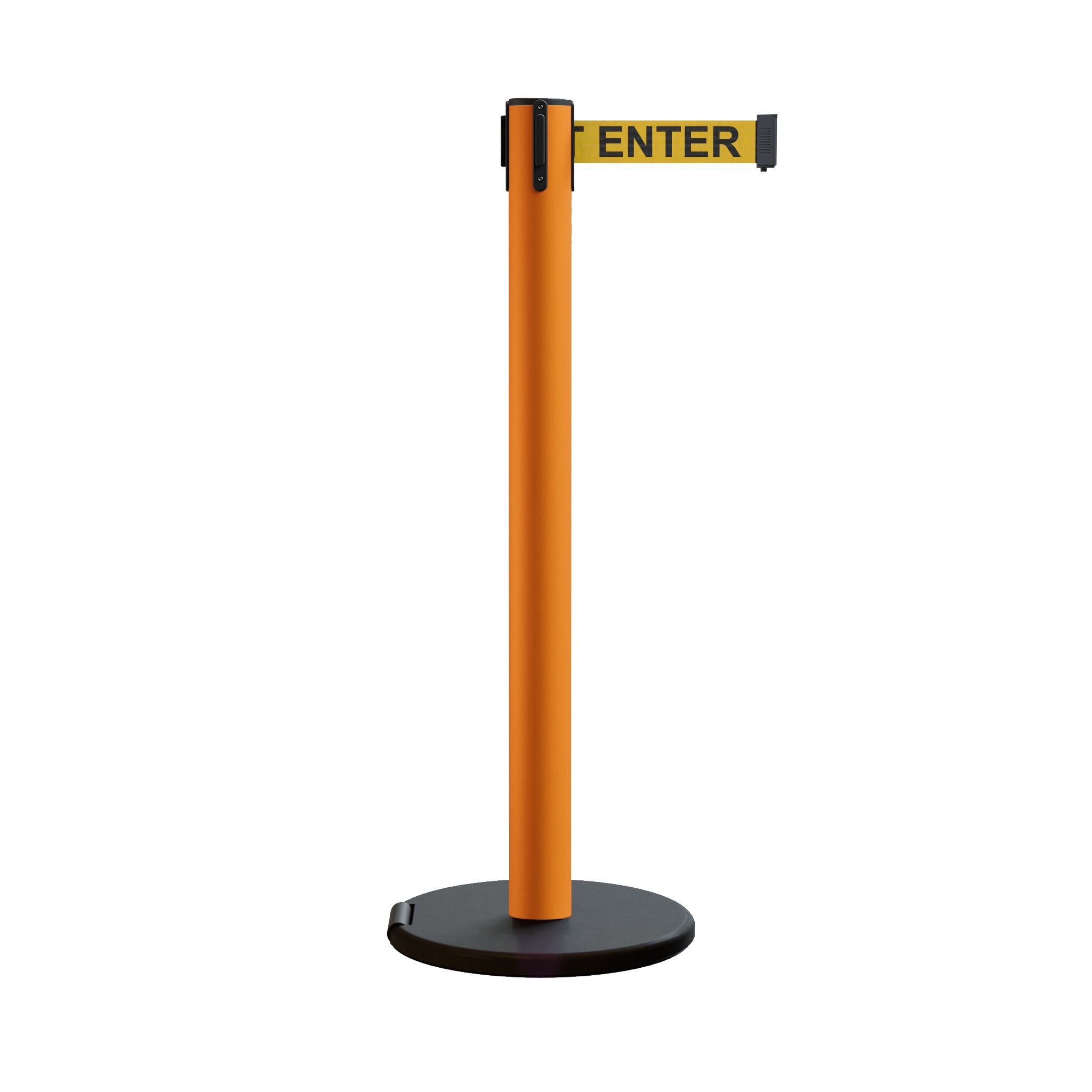 Retractable Belt Barrier Stanchion, Rolling Base, 16 ft Belt - Montour Line ME650 - Crowd Control Warehouse
