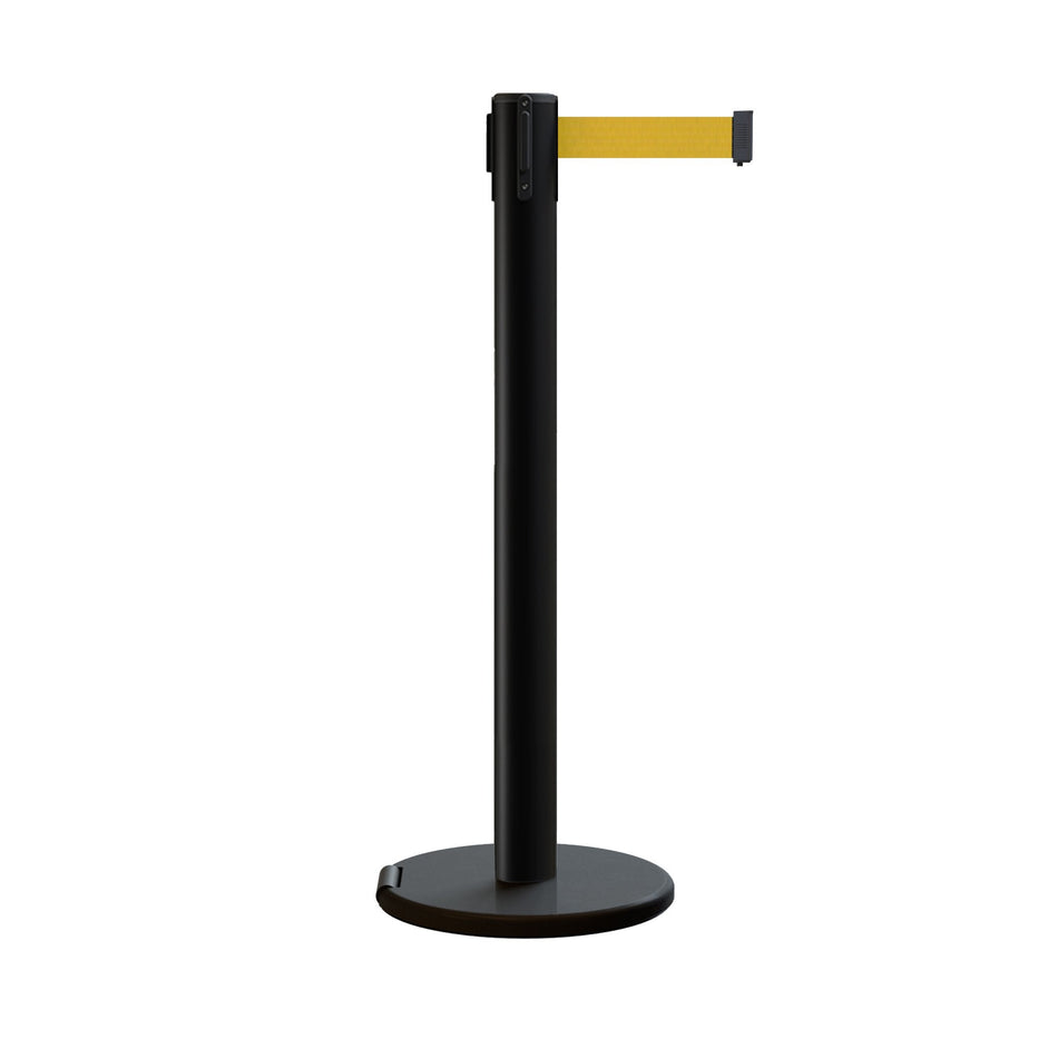 Retractable Belt Barrier Stanchion, Rolling Base, 16 ft Belt - Montour Line ME650 - Crowd Control Warehouse