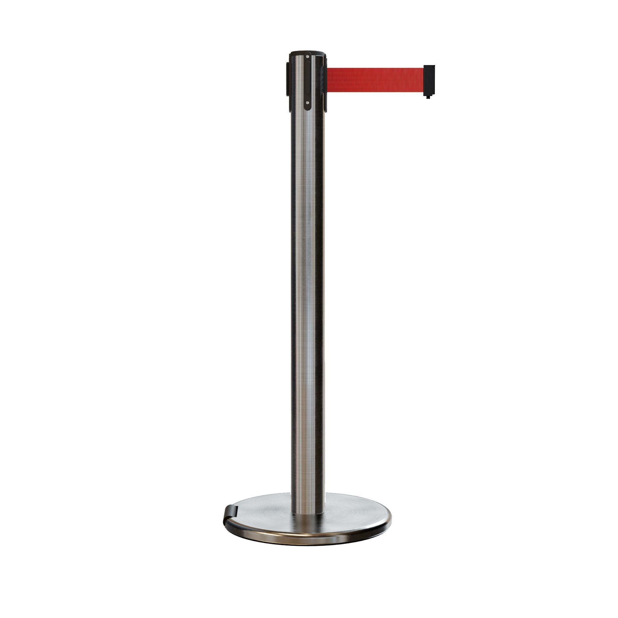 Retractable Belt Barrier Stanchion, Rolling Base, 16 ft Belt - Montour Line ME650 - Crowd Control Warehouse