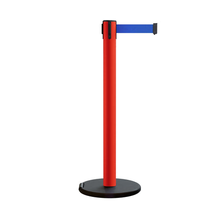 Retractable Belt Barrier Stanchion, Rolling Base, 16 ft Belt - Montour Line ME650 - Crowd Control Warehouse