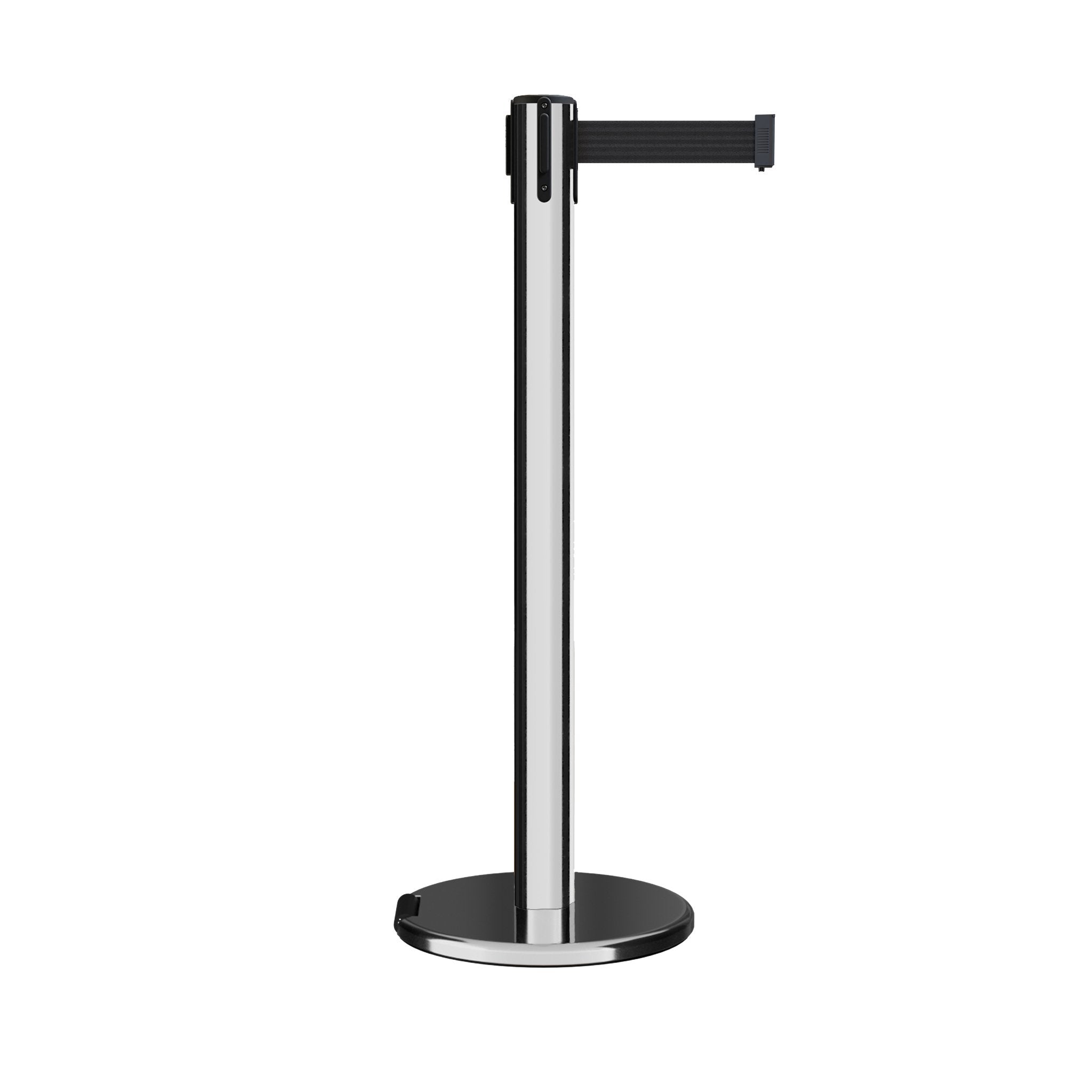 Retractable Belt Barrier Stanchion, Rolling Base, 16 ft Belt - Montour Line ME650 - Crowd Control Warehouse