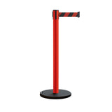 Retractable Belt Barrier Stanchion, Rolling Base, Red Steel Post, 13 ft Belt - Montour Line MSE630 - Crowd Control Warehouse