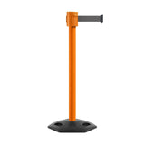 Retractable Belt Barrier Stanchion, Rubber Base, Orange Post, 35 ft Belt - Montour Line MSR760 - Crowd Control Warehouse