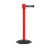 Retractable Belt Barrier Stanchion, Rubber Base, Red Post, 35 ft Belt - Montour Line MSR760 - Crowd Control Warehouse