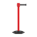 Retractable Belt Barrier Stanchion, Rubber Base, Red Post, 35 ft Belt - Montour Line MSR760 - Crowd Control Warehouse