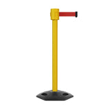 Retractable Belt Barrier Stanchion, Rubber Base, Yellow Post, 35 ft Belt - Montour Line MSR760 - Crowd Control Warehouse