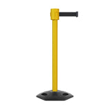 Retractable Belt Barrier Stanchion, Rubber Base, Yellow Post, 35 ft Belt - Montour Line MSR760 - Crowd Control Warehouse