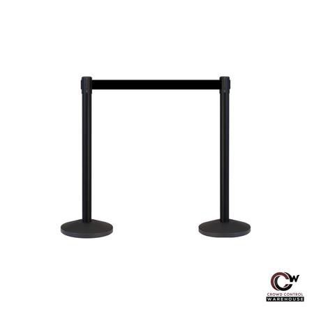 Retractable Belt Barrier Stanchion, Satin Brass Post, 12 Ft. Belt - CCW Series RBB - 100 - Crowd Control Warehouse