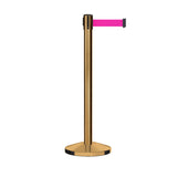 Retractable Belt Barrier Stanchion, Satin Brass Post, 12 Ft. Belt - CCW Series RBB - 100 - Crowd Control Warehouse