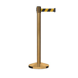 Retractable Belt Barrier Stanchion, Satin Brass Post, 12 Ft. Belt - CCW Series RBB - 100 - Crowd Control Warehouse