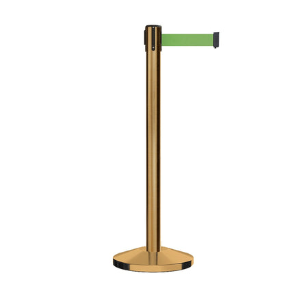 Retractable Belt Barrier Stanchion, Satin Brass Post, 12 Ft. Belt - CCW Series RBB - 100 - Crowd Control Warehouse