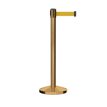 Retractable Belt Barrier Stanchion, Satin Brass Post, 12 Ft. Belt - CCW Series RBB - 100 - Crowd Control Warehouse