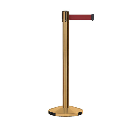 Retractable Belt Barrier Stanchion, Satin Brass Post, 12 Ft. Belt - CCW Series RBB - 100 - Crowd Control Warehouse