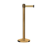 Retractable Belt Barrier Stanchion, Satin Brass Post, 12 Ft. Belt - CCW Series RBB - 100 - Crowd Control Warehouse