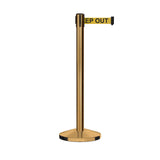 Retractable Belt Barrier Stanchion, Satin Brass Post, 12 Ft. Belt - CCW Series RBB - 100 - Crowd Control Warehouse
