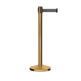 Retractable Belt Barrier Stanchion, Satin Brass Post, 12 Ft. Belt - CCW Series RBB - 100 - Crowd Control Warehouse