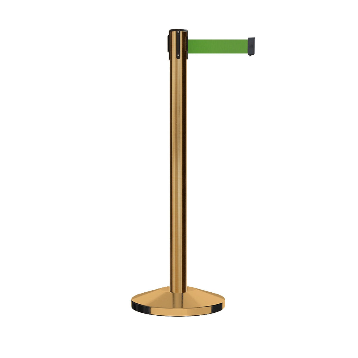 Retractable Belt Barrier Stanchion, Satin Brass Post, 12 Ft. Belt - CCW Series RBB - 100 - Crowd Control Warehouse