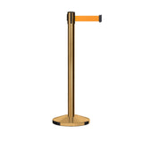 Retractable Belt Barrier Stanchion, Satin Brass Post, 9 Ft. Belt - CCW Series RBB - 100 - Crowd Control Warehouse