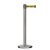 Retractable Belt Barrier Stanchion, Satin Stainless Steel, Cast Iron Base, 11 Ft. Belt - Montour Line MI630 - Crowd Control Warehouse