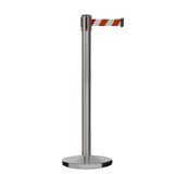 Retractable Belt Barrier Stanchion, Satin Stainless Steel, Cast Iron Base, 11 Ft. Belt - Montour Line MI630 - Crowd Control Warehouse