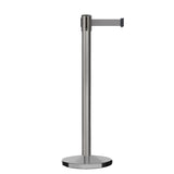 Retractable Belt Barrier Stanchion, Satin Stainless Steel, Cast Iron Base, 13 Ft. Belt - Montour Line MI630 - Crowd Control Warehouse