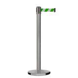 Retractable Belt Barrier Stanchion, Satin Stainless Steel, Cast Iron Base, 7.5 Ft. Belt - Montour Line MI630 - Crowd Control Warehouse