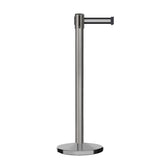Retractable Belt Barrier Stanchion, Satin Stainless Steel, Cast Iron Base, 9 Ft. Belt - Montour Line MI630 - Crowd Control Warehouse